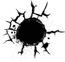 AI generated Silhouette bullet hole in concrete black color only vector