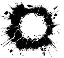 AI generated Silhouette bullet hole in concrete black color only vector