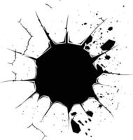 AI generated Silhouette bullet hole in concrete black color only vector