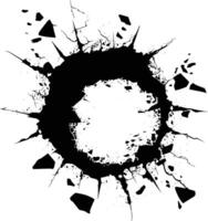 AI generated Silhouette bullet hole in concrete black color only vector