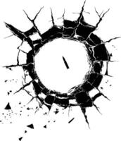 AI generated Silhouette bullet hole in glass black color only vector