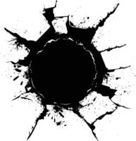 AI generated Silhouette bullet hole in concrete black color only vector