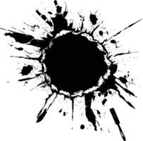 AI generated Silhouette bullet hole in concrete black color only vector