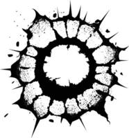 AI generated Silhouette bullet hole in concrete black color only vector