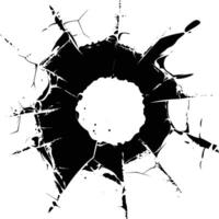 AI generated Silhouette bullet hole in glass black color only vector