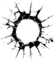 AI generated Silhouette bullet hole in glass black color only vector