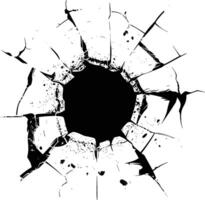 AI generated Silhouette bullet hole in glass black color only vector