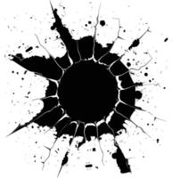 AI generated Silhouette bullet hole in concrete black color only vector