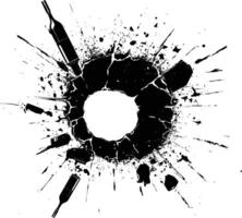 AI generated Silhouette bullet hole in concrete black color only vector