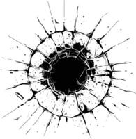 AI generated Silhouette bullet hole in glass black color only vector