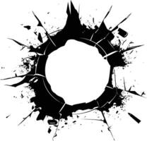 AI generated Silhouette bullet hole in glass black color only vector