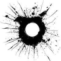 AI generated Silhouette bullet hole in glass black color only vector