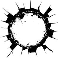 AI generated Silhouette bullet hole in glass black color only vector