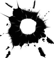 AI generated Silhouette bullet hole in metal material black color only vector