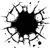 AI generated Silhouette bullet hole in metal material black color only vector