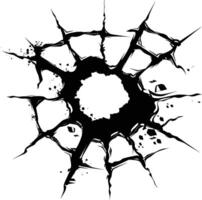 AI generated Silhouette bullet hole in metal material black color only vector