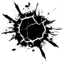 AI generated Silhouette bullet hole in metal material black color only vector