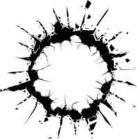 AI generated Silhouette bullet hole in metal material black color only vector