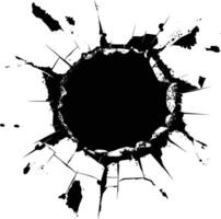 AI generated Silhouette bullet hole in metal material black color only vector