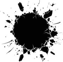 AI generated Silhouette bullet hole in metal material black color only vector