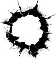 AI generated Silhouette bullet hole in concrete black color only vector