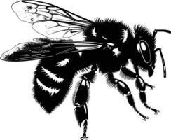 AI generated Silhouette bee animal black color only full body vector