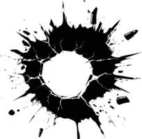 AI generated Silhouette bullet hole in metal material black color only vector