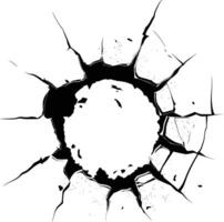 AI generated Silhouette bullet hole in glass black color only vector