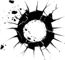 AI generated Silhouette bullet hole in glass black color only vector