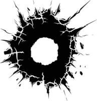 AI generated Silhouette bullet hole in concrete black color only vector