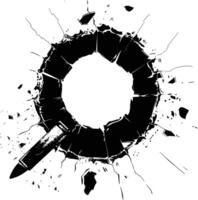 AI generated Silhouette bullet hole in glass black color only vector