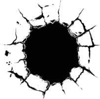 AI generated Silhouette bullet hole in concrete black color only vector