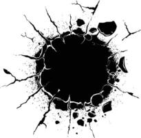 AI generated Silhouette bullet hole in concrete black color only vector