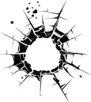 AI generated Silhouette bullet hole in glass black color only vector