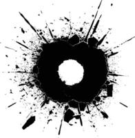 AI generated Silhouette bullet hole in concrete black color only vector