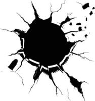 AI generated Silhouette bullet hole in metal material black color only vector