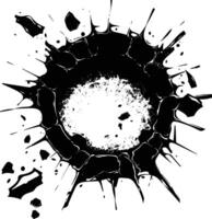 AI generated Silhouette bullet hole in metal material black color only vector