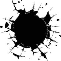 AI generated Silhouette bullet hole in metal material black color only vector