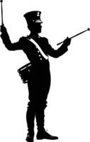 AI generated Silhouette drum major with mace in perform marching band leader vector