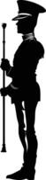 AI generated Silhouette drum major with mace in perform marching band leader vector