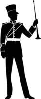 AI generated Silhouette drum major with mace in perform marching band leader vector