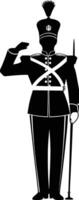 AI generated Silhouette drum major with mace in perform marching band leader vector