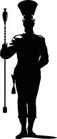 AI generated Silhouette drum major with mace in perform marching band leader vector