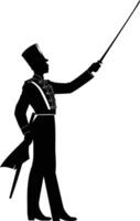 AI generated Silhouette drum major with mace in perform marching band leader vector