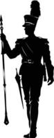 AI generated Silhouette drum major with mace in perform marching band leader vector