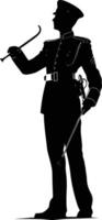 AI generated Silhouette drum major with mace in perform marching band leader vector