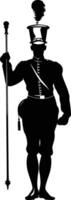 AI generated Silhouette drum major with mace in perform marching band leader vector