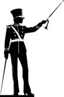 AI generated Silhouette drum major with mace in perform marching band leader vector