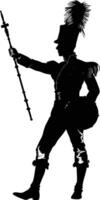 AI generated Silhouette drum major with mace in perform marching band leader vector