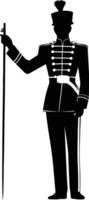 AI generated Silhouette drum major with mace in perform marching band leader vector